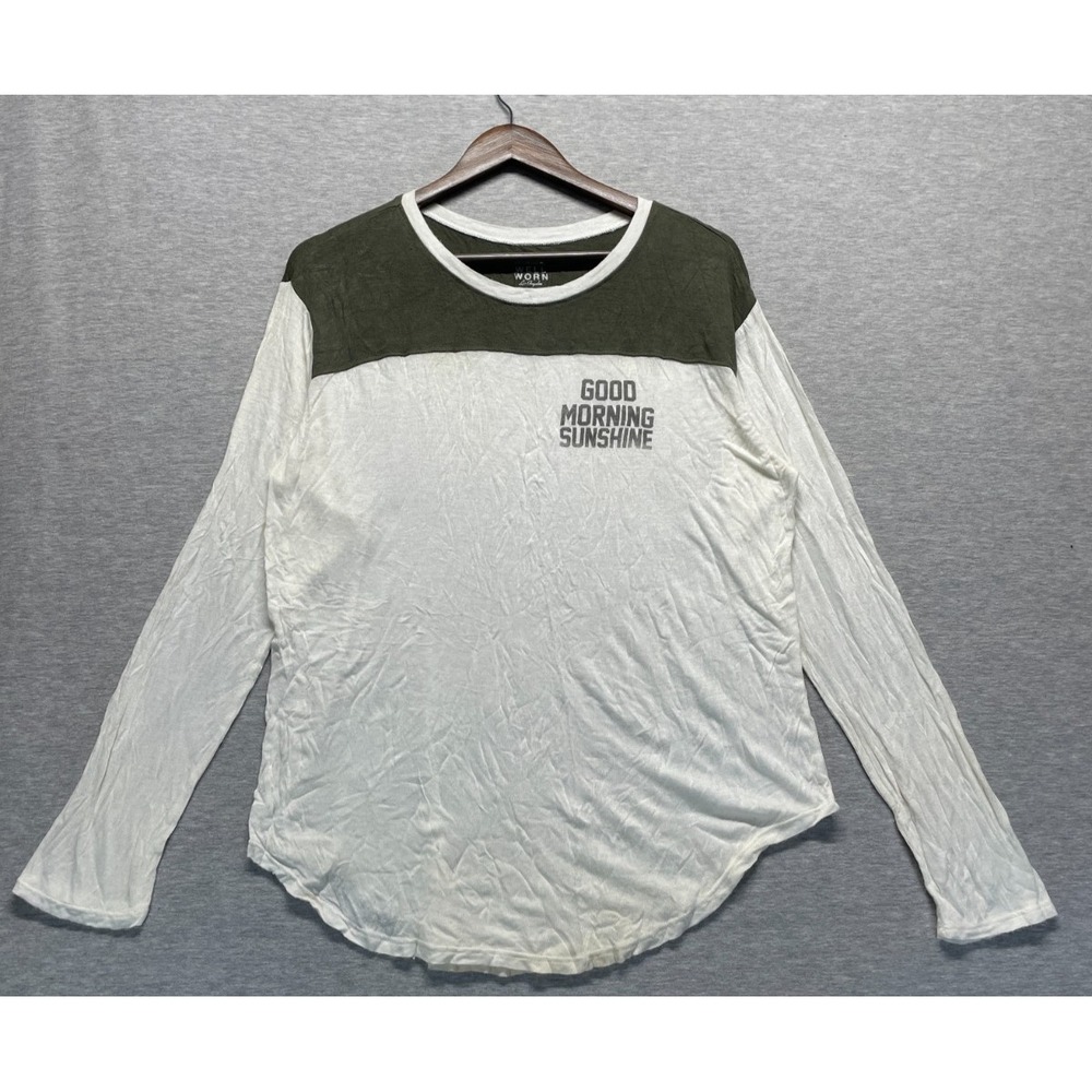 Well Worn Los Angeles T Shirt Womens XL White Green Good Morning Sunshine Rayon